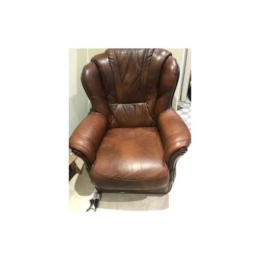 Salon Complet Cuir Deux Fauteuils Un Canapé 3places Une Table Basse Marbre Et Laiton Bon état reconditionné disponible sur Rakuten