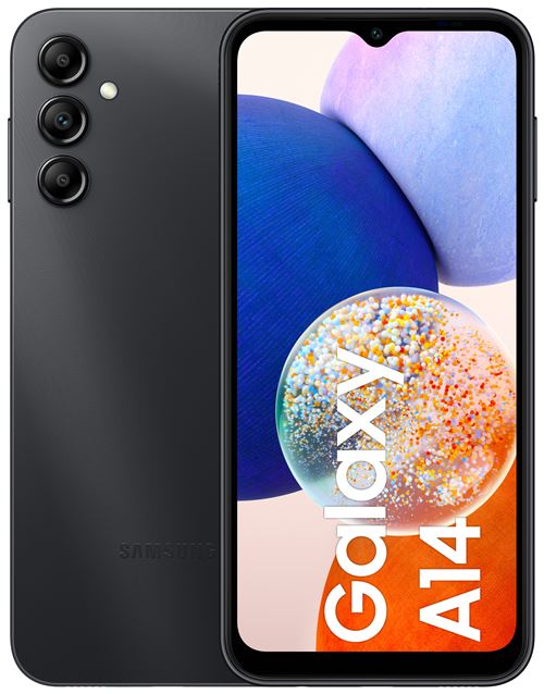 Samsung Galaxy A14 - 4G smartphone - double SIM - RAM 4 Go / Mémoire interne 128 Go - microSD slot - Écran LCD - 6.6" - 2408 x 1080 pixels - 3 x caméras arrière 50 MP, 5 MP, 2 MP - front camera 13 MP - noir État correct - 142,42 € Samsung Galaxy A14 - 4G smartphone - double SIM - RAM 4 Go / Mémoire interne 128 Go - microSD slot - Écran LCD - 6.6" - 2408 x 1080 pixels - 3 x caméras arrière 50 MP, 5 MP, 2 MP - front camera 13 MP - noir État correct Samsung reconditionné disponible sur Fnac