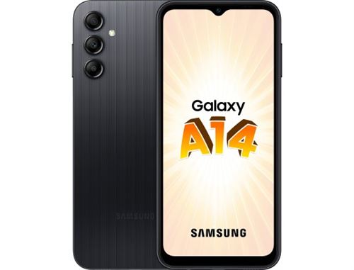 Samsung Galaxy A14 - 4G smartphone - double SIM - RAM 4 Go / Mémoire interne 64 Go - microSD slot - Écran LCD - 6.6" - 2408 x 1080 pixels - 3 x caméras arrière 50 MP, 5 MP, 2 MP - front camera 13 MP - noir État correct Samsung reconditionné disponible sur Fnac