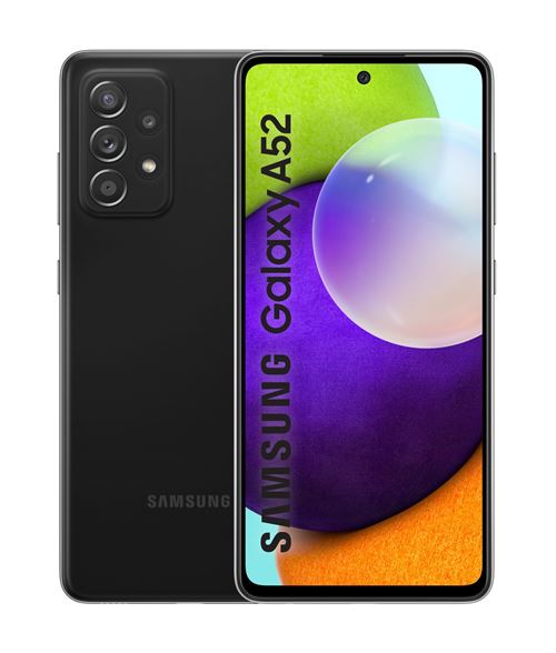 Samsung Galaxy A52 - 4G smartphone - double SIM - RAM 6 Go / Mémoire interne 128 Go - microSD slot - OLED display - 6.5" - 2400 x 1080 pixels - 4x caméras arrière 64 MP, 12 MP, 5 MP, 5 MP - front camera 32 MP - noir génial État correct Samsung reconditionné disponible sur Fnac