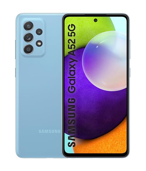 Samsung Galaxy A52 5G - 5G smartphone - double SIM - RAM 6 Go / Mémoire interne 128 Go - microSD slot - écran OLED - 6.5" - 2400 x 1080 pixels - 4x caméras arrière 64 MP, 12 MP, 5 MP, 5 MP - front camera 32 MP - bleu génial État correct Samsung reconditionné disponible sur Fnac