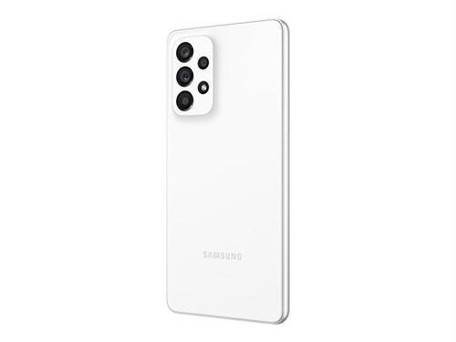 Samsung Galaxy A53 5G - 5G smartphone - double SIM - RAM 6 Go / Mémoire interne 128 Go - microSD slot - OLED display - 6.5" - 2400 x 1080 pixels (120 Hz) - 4x caméras arrière 64 MP, 12 MP, 5 MP, 5 MP - front camera 32 MP - blanc génial État correct N/A reconditionné disponible sur Fnac