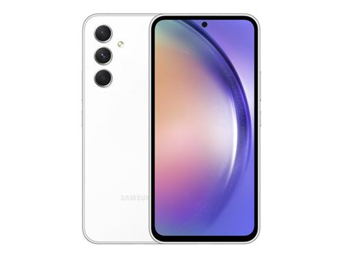 Samsung Galaxy A54 5G - 5G smartphone - double SIM - RAM 8 Go / Mémoire interne 256 Go - microSD slot - écran OLED - 6.4" - 2340 x 1080 pixels (120 Hz) - 3 x caméras arrière 50 MP, 12 MP, 5 MP - front camera 32 MP - blanc génial État correct N/A reconditionné disponible sur Fnac