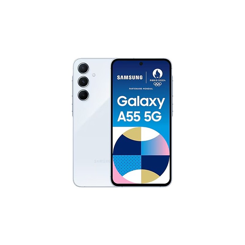 Samsung Galaxy A55 128 Go +85% Bleu - Reconditionné en France - État Très bon - Garanti 2 ans Reconditionné reconditionné disponible sur e-Recycle