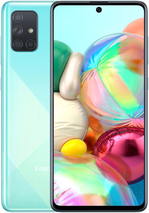 Samsung Galaxy A71 - 4G smartphone - double SIM - RAM 6 Go / Mémoire interne 128 Go - microSD slot - écran OLED - 6.7" - 2400 x 1080 pixels - 4x caméras arrière 64 MP, 12 MP, 5 MP - front camera 32 MP - bleu prismatique État correct reconditionné disponible sur Fnac