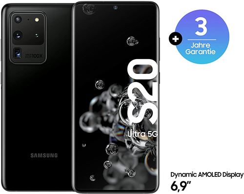 Samsung Galaxy S20 Ultra 5G - Smartphone débloqué 128 Go de Mémoire, 12 Go de RAM, Hybride Sim, Noir [Version Allemande] État correct Samsung reconditionné disponible sur Fnac