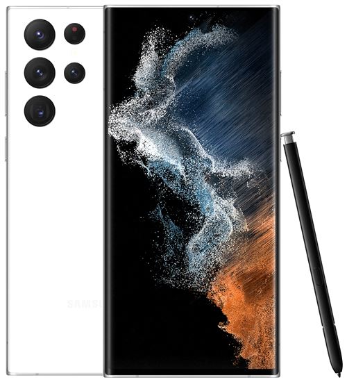 Samsung Galaxy S22 Ultra - 5G smartphone - double SIM - RAM 8 Go / Mémoire interne 128 Go - OLED display - 6.8" - 3088 x 1440 pixels (120 Hz) - 4x caméras arrière 108 MP, 12 MP, 10 MP, 10 MP - front camera 40 MP - blanc fantôme État correct Samsung reconditionné disponible sur Fnac