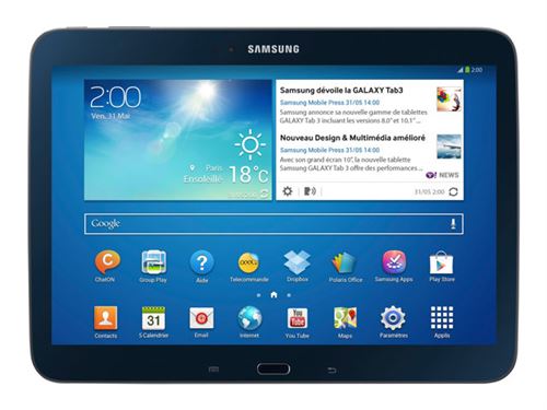 Samsung Galaxy Tab 3 - Tablette - Android 4.2 (Jelly Bean) - 16 Go - 10.1" TFT (1280 x 800) - hôte USB - Logement microSD - noir minuit État correct N/A reconditionné disponible sur Fnac