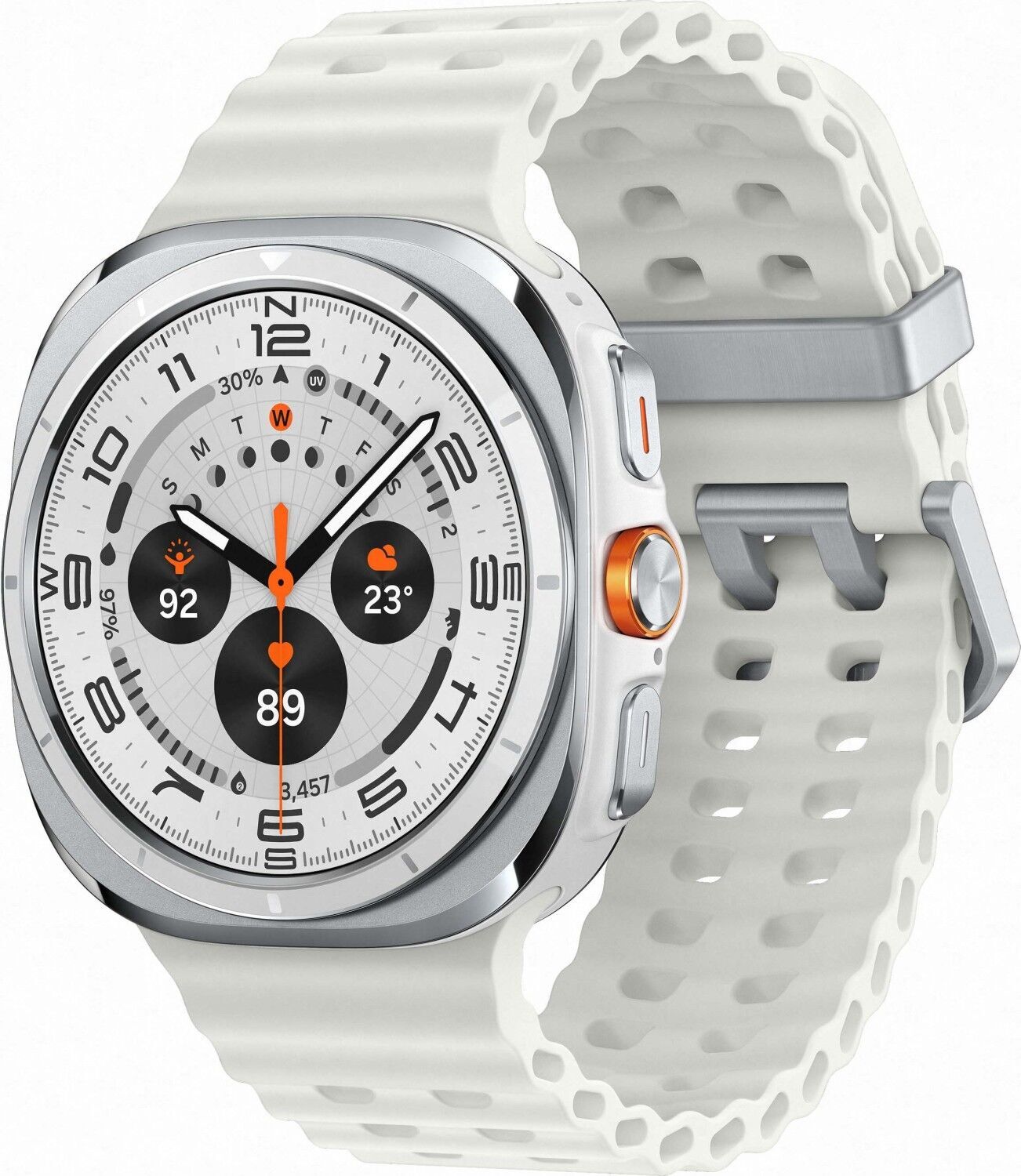 Samsung Galaxy Watch Ultra (2024) Blanc Titane Bracelet Marin blanc Parfait état Samsung reconditionné disponible sur Refurbed | Dero
