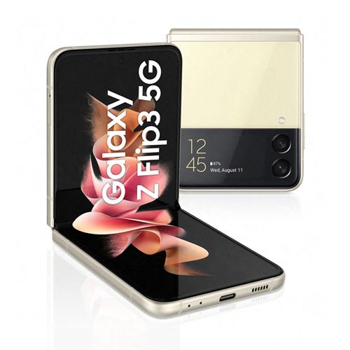 Samsung Galaxy Z Flip3 5G - 5G smartphone - double SIM - RAM 8 Go / Mémoire interne 128 Go - OLED display - 6.7" - 2640 x 1080 pixels (120 Hz) - 2x caméras arrière 12 MP, 12 MP - front camera 10 MP - crème État correct N/A reconditionné disponible sur Fnac