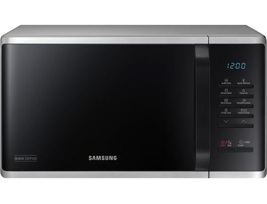 SAMSUNG MS23K3513AS - Micro-ondes Solo - 23L - 800W - Quick Defrost - Cavité Céramique Émail - Design Incurvé - 6 Niveaux de Puissance - Fonctions AutoCook et Favoris - Excellent état Parfait état Samsung reconditionné disponible sur Pixmania