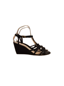 Acheter Sandale compensée cuir noir SANMARINA T38 de seconde main - 13,00 € Sandale compensée cuir noir SANMARINA T38 de seconde main reconditionné disponible sur Claquettes Market