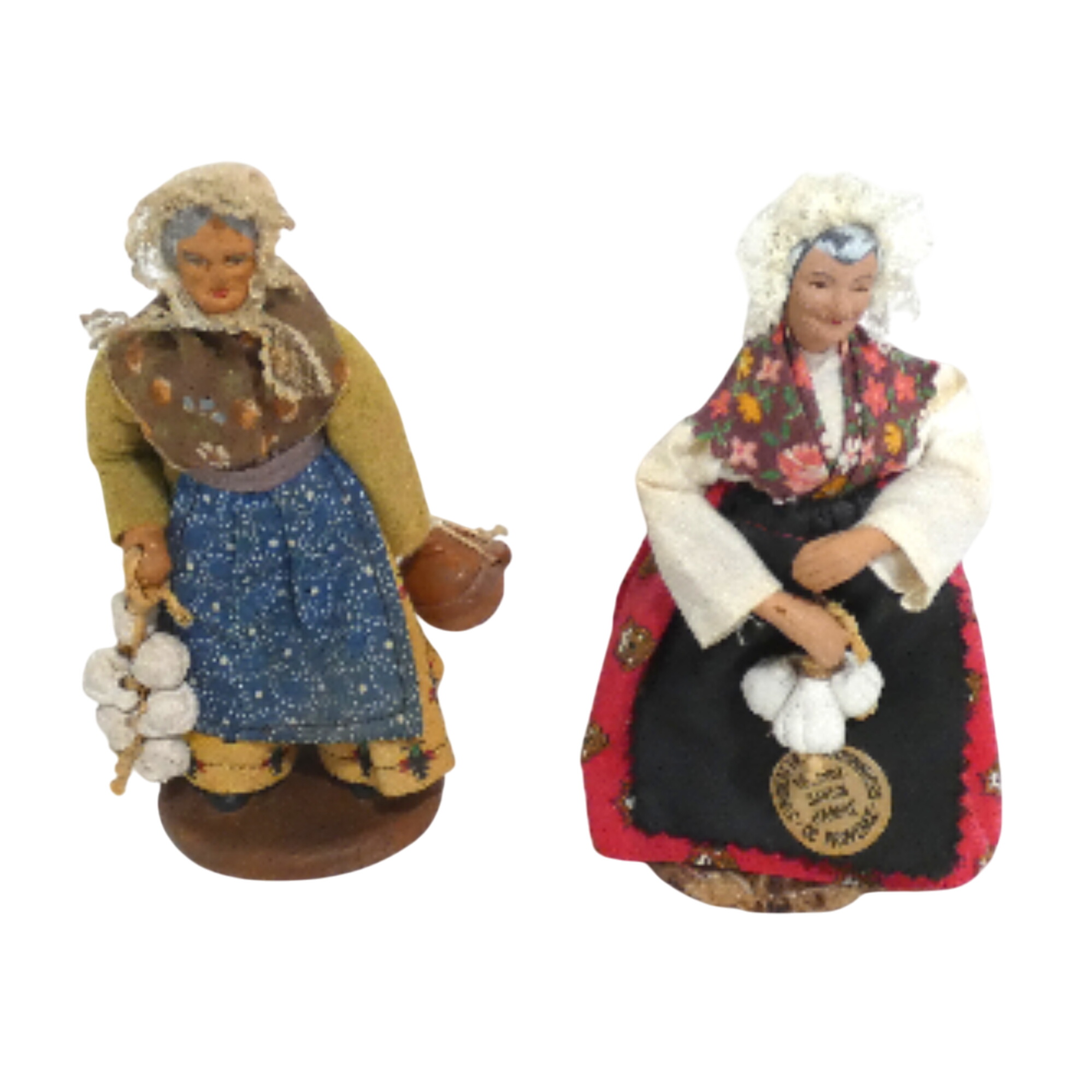 Acheter Santons de Provence Marchandes d'ail signés Chave et Florence 15 cm Bon état - 10,00 € Santons de Provence Marchandes d'ail signés Chave et Florence 15 cm Bon état reconditionné disponible sur Label Emmaüs