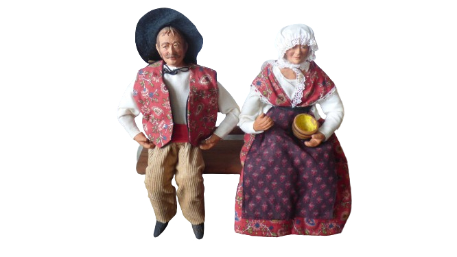 Santons de Provence "Vieux Couple assis sur un banc" Très bon état - 15,00 € Santons de Provence "Vieux Couple assis sur un banc" Très bon état reconditionné disponible sur Label Emmaüs