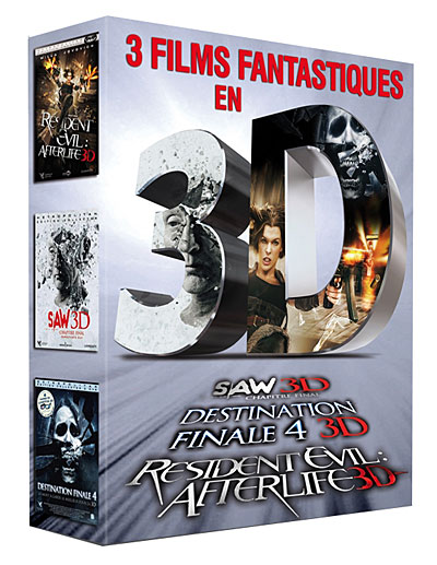 Saw 3D - Destination finale 4 3D - Resident Evil : Afterlife 3D - Coffret - Edition Limitée État correct - 68,56 € Saw 3D - Destination finale 4 3D - Resident Evil : Afterlife 3D - Coffret - Edition Limitée État correct reconditionné disponible sur Fnac