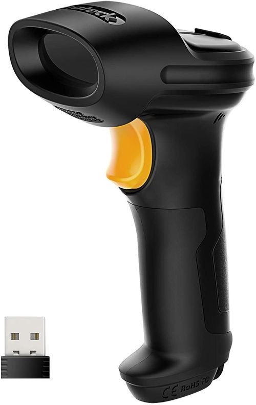 Scanner de code-barres laser sans fil 2. 4ghz, rayon de 35m, scan automatique et précis, autonomie d''environ 15 jours État correct N/A reconditionné disponible sur Fnac