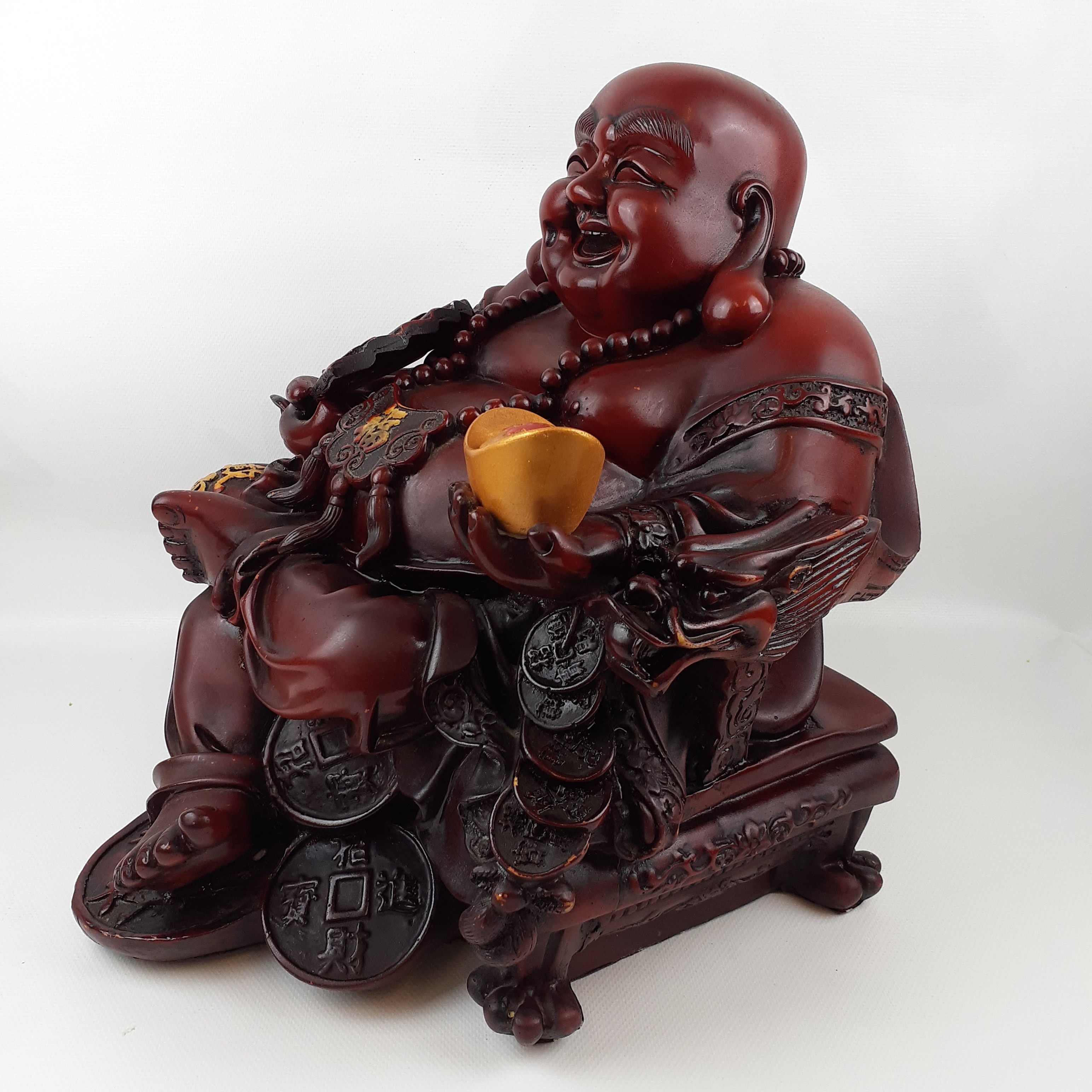 Voir photo 2 de Sculpture Bouddha rieur en résine Sculpture Bouddha rieur en résine Bon état reconditionné photo 2