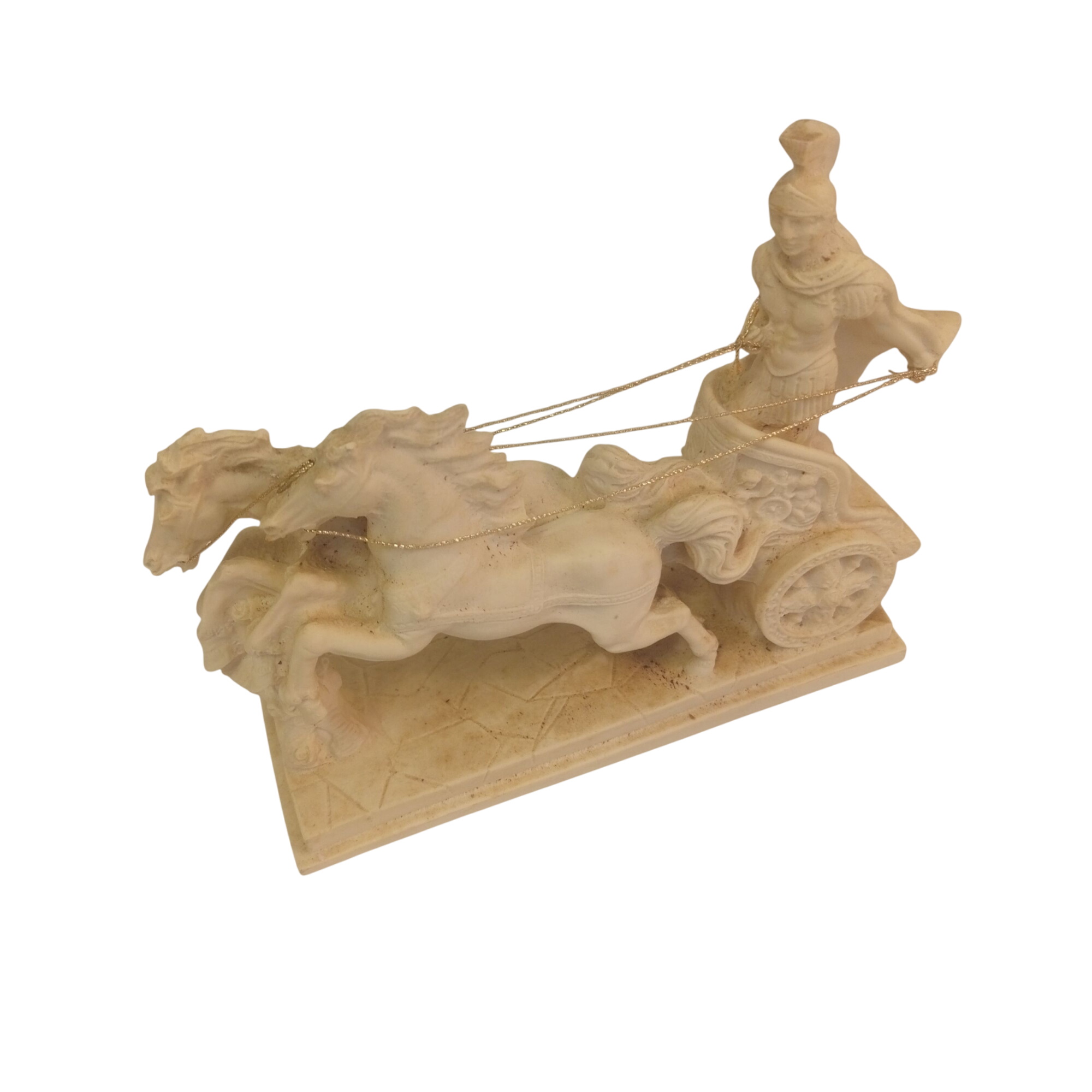 Sculpture char romain avec gladiateur - 17,00 € Sculpture char romain avec gladiateur reconditionné disponible sur Label Emmaüs
