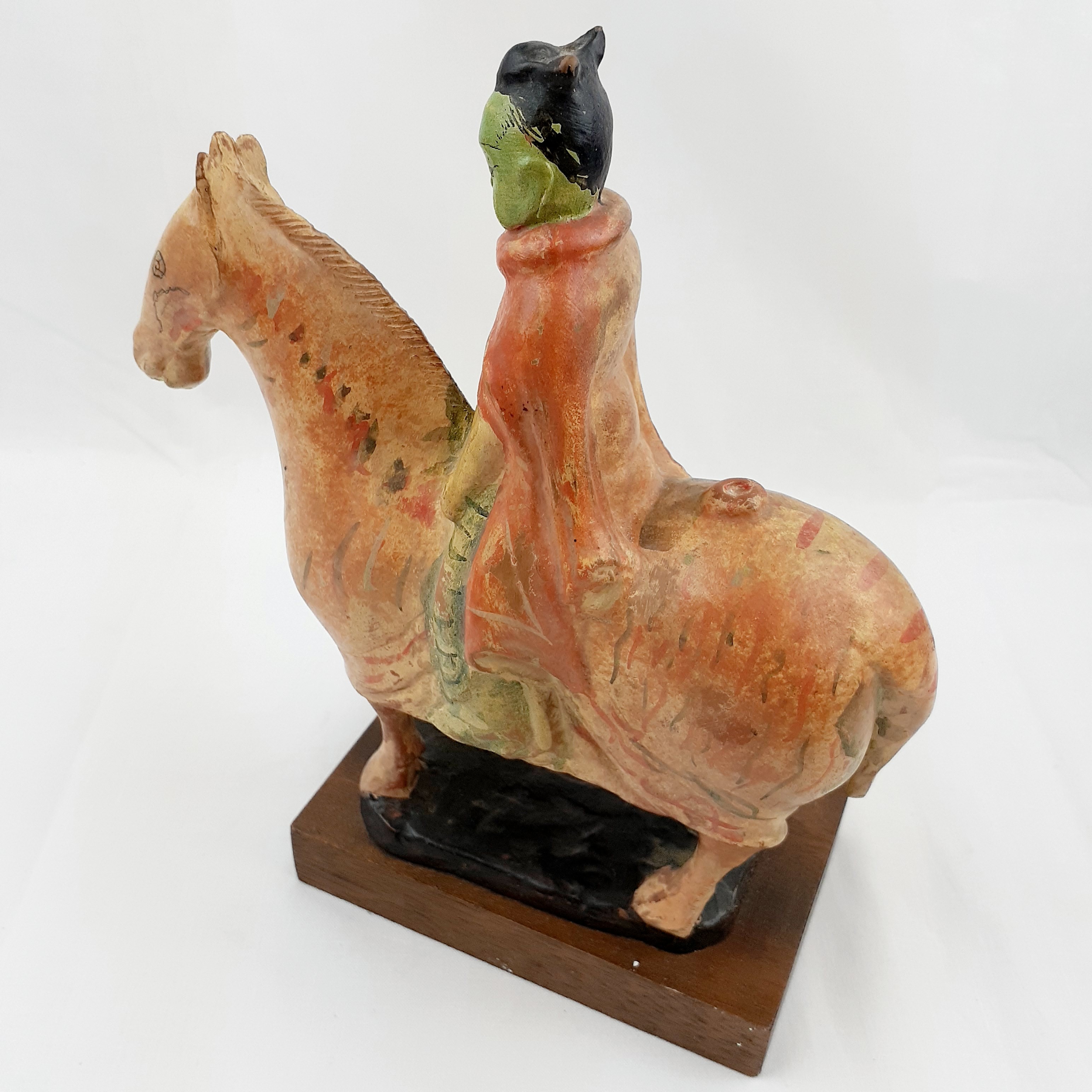 Voir photo 6 de Sculpture en terre cuite polychrome - Cavalier Tang Sculpture en terre cuite polychrome - Cavalier Tang Parfait état reconditionné photo 6
