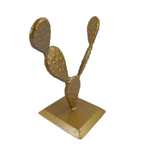 Voir photo 3 de Sculpture métal cactus dorée Sculpture métal cactus dorée Bon état reconditionné photo 3