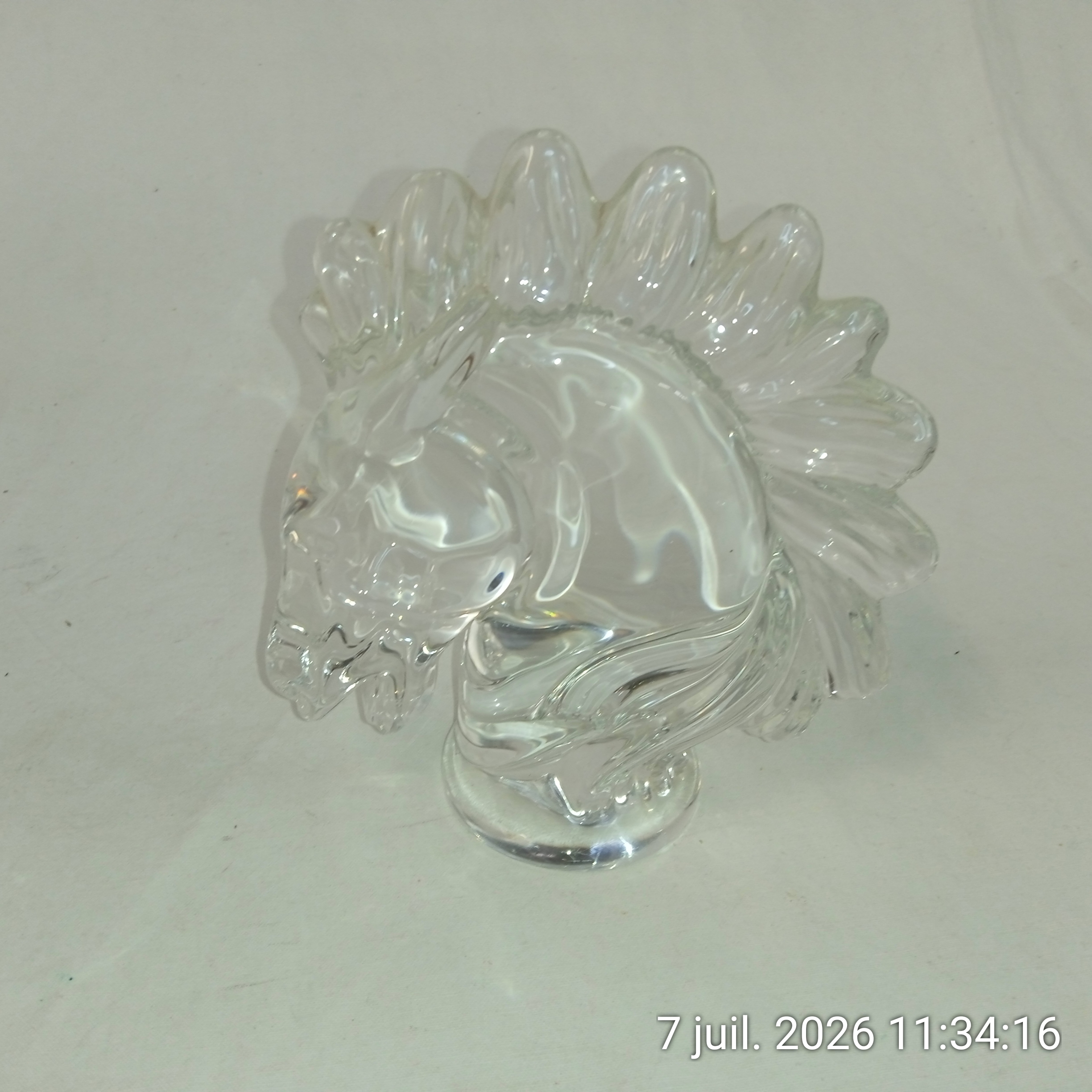 Voir photo 5 de Sculpture vintage de tête de cheval en verre/cristal Années 1960's Sculpture vintage de tête de cheval en verre/cristal Années 1960's Très bon état reconditionné photo 5