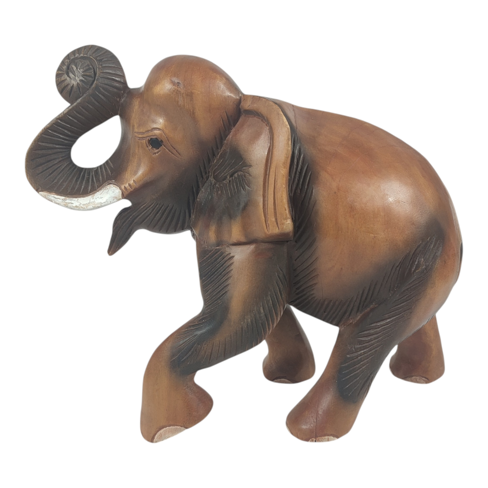 Voir photo 3 de Sculpture zoomorphe - Elephant - Artisanale en bois massif Sculpture zoomorphe - Elephant - Artisanale en bois massif Bon état reconditionné photo 3
