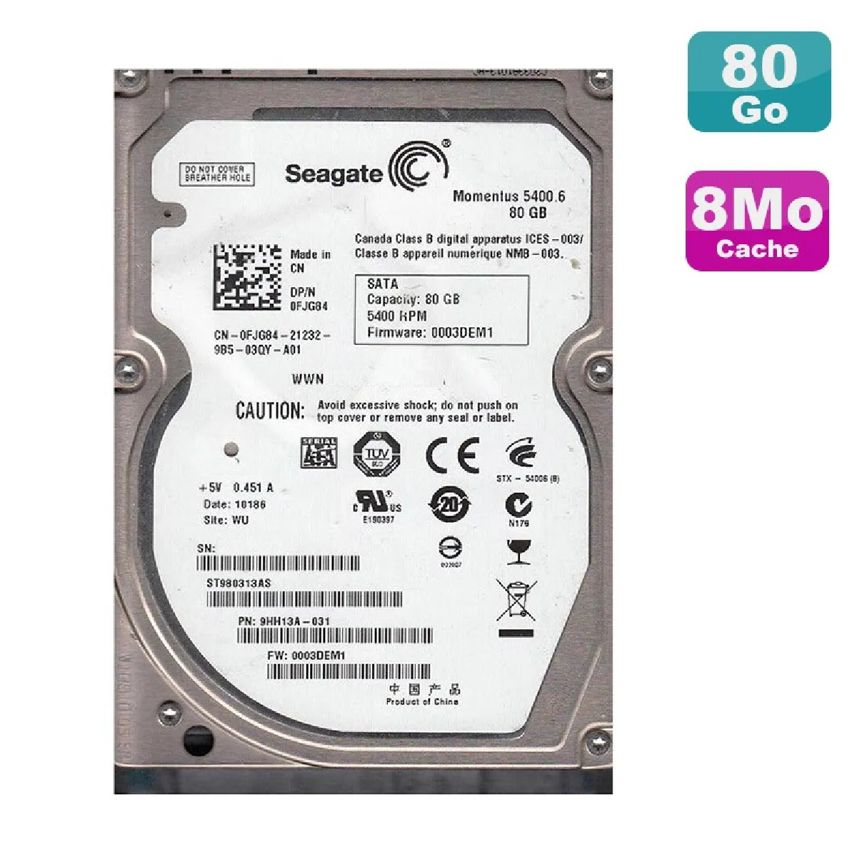 Acheter Seagate Momentus ST980313AS 80Go 2.5"" État correct - 19,95 € Seagate Momentus ST980313AS 80Go 2.5"" État correct Seagate Technology reconditionné disponible sur Rue du Commerce Seconde Vie