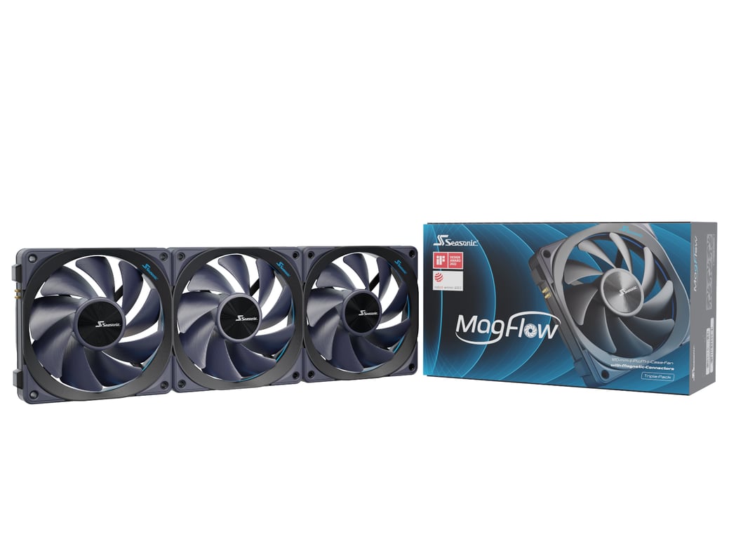 Seasonic MagFlow 3-Fan Kit Boitier PC Ventilateur 12 cm Noir 3 pièce(s) - Excellent état Parfait état Seasonic reconditionné disponible sur Pixmania