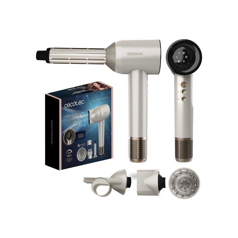 Sèche-cheveux Cecotec DryGlam Waves Champagne 1600 W Plasma 110000 tr/min Brushless avec têtes Coanda 4-en-1 Noir - Très bon état Très bon état Cecotec reconditionné disponible sur Pixmania | Dero