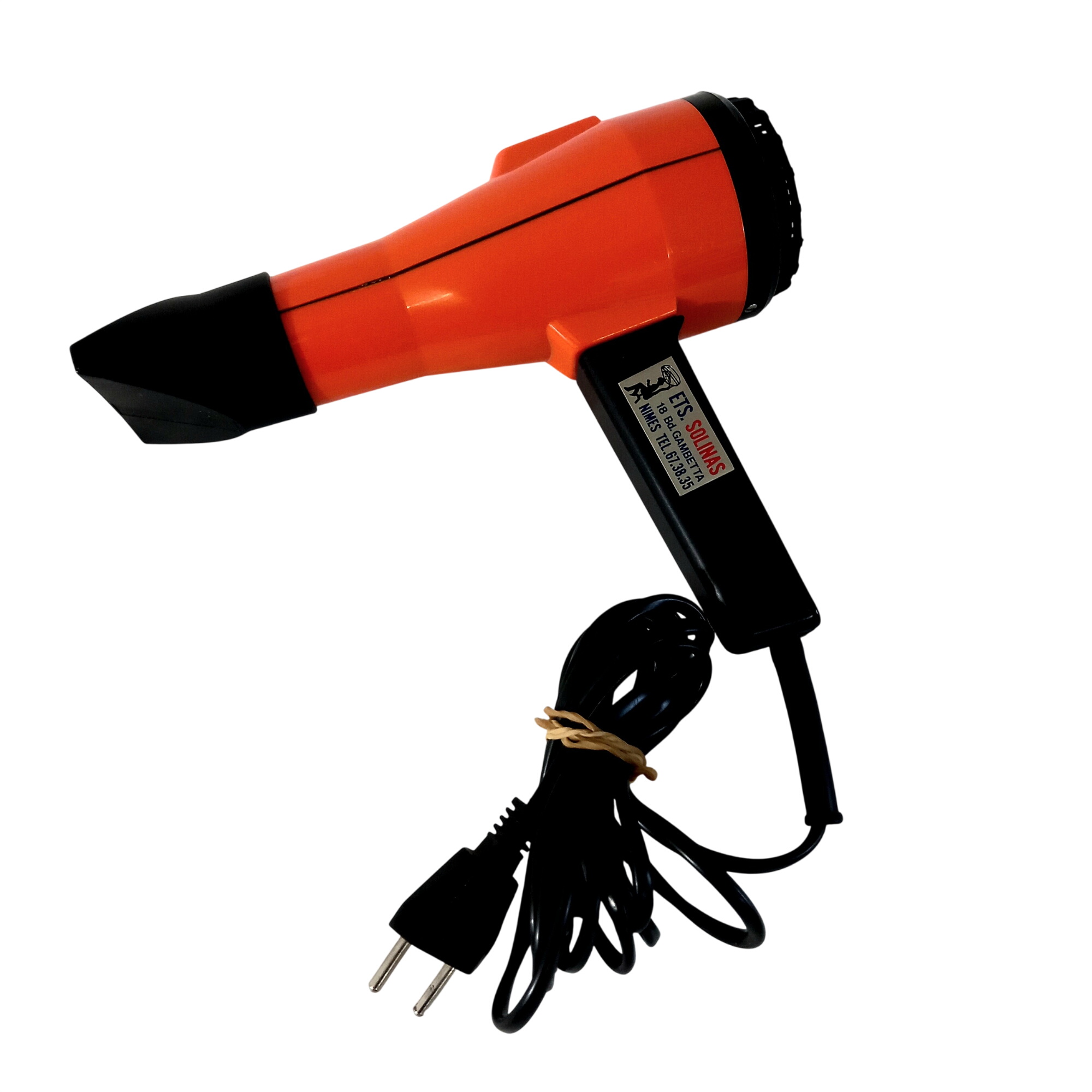Sèche-cheveux professionnel vintage orange Bon état - 17,00 € Sèche-cheveux professionnel vintage orange Bon état reconditionné disponible sur Label Emmaüs