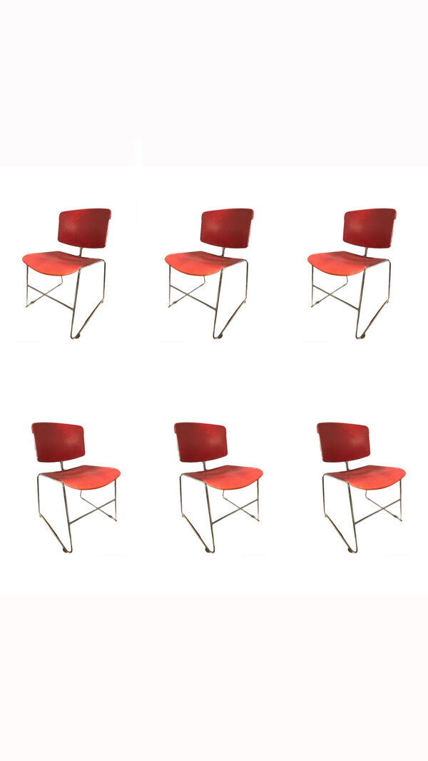 Série 6 chaises bureau design Steelcase X Max Stacker 1970’ Bon état reconditionné (offre indisponible)