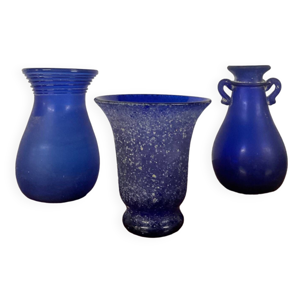 Série de 3 vases Murano « Scavo » en pâte de verre années 60-70 Bon état reconditionné (offre indisponible)