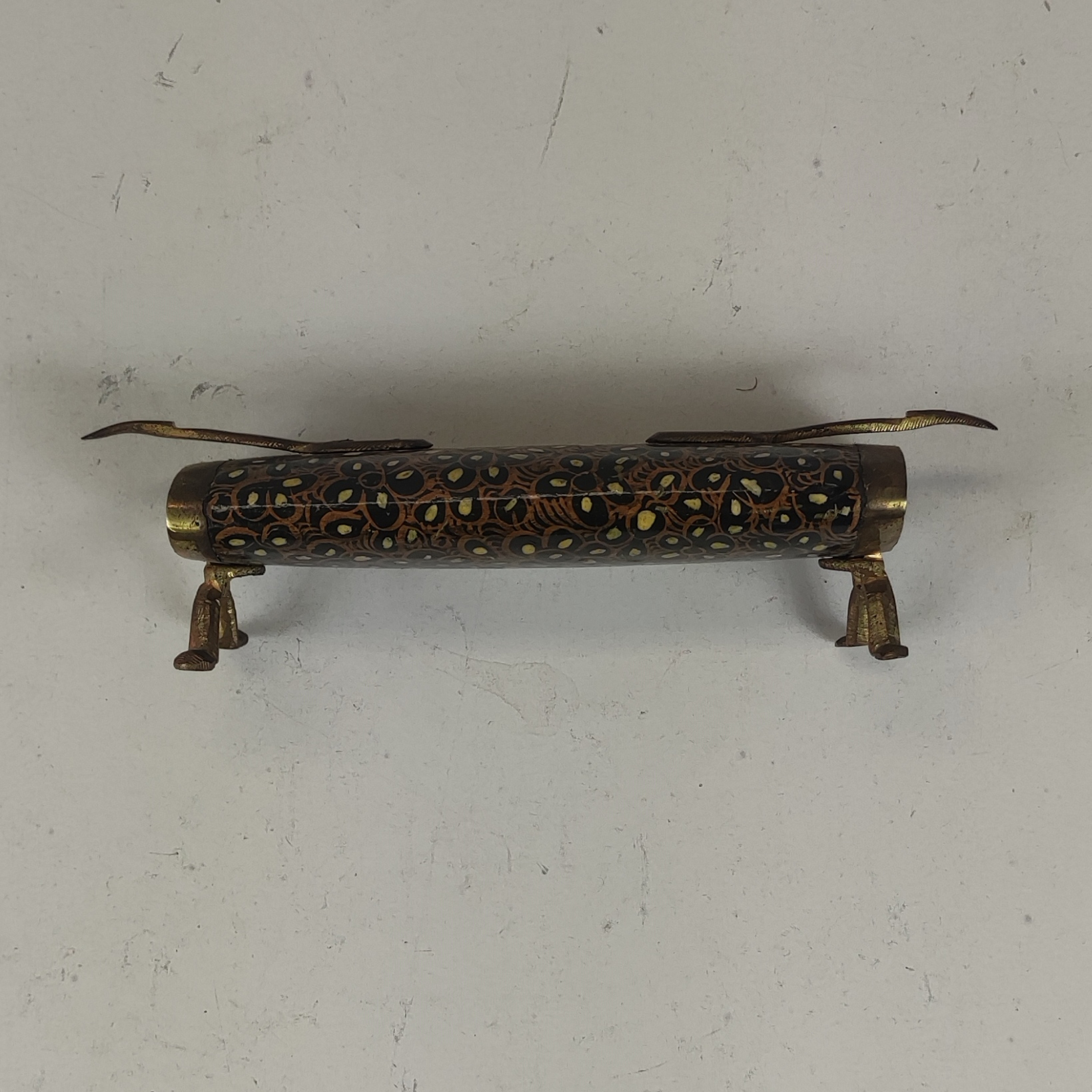 Voir photo 3 de Service à découper ancien, Couteau + broche en laiton et bois. Service à découper ancien, Couteau + broche en laiton et bois. Bon état reconditionné photo 3