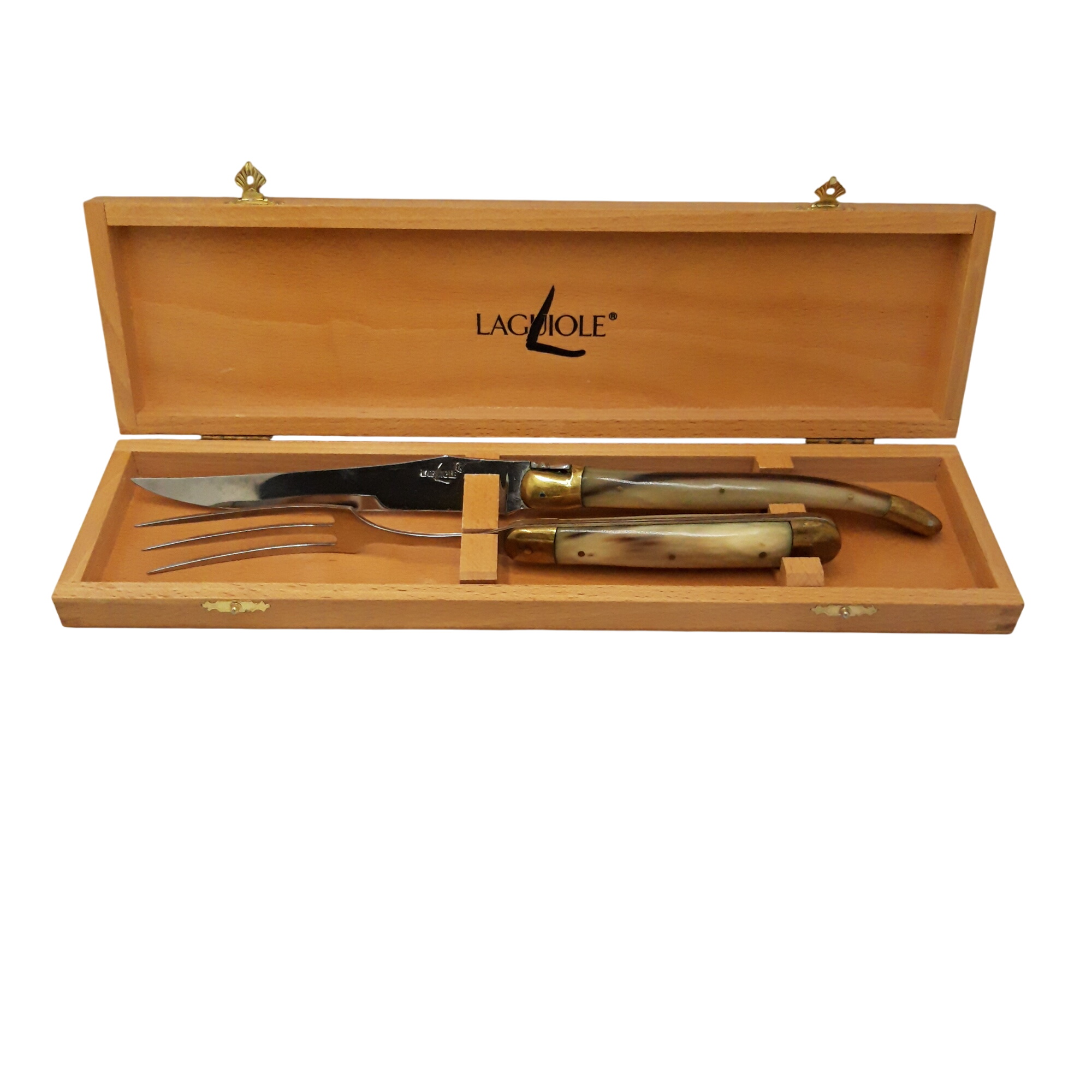 Service à découper en pointe de corne de Laguiole Aubrac (authentique) Très bon état - 190,00 € Service à découper en pointe de corne de Laguiole Aubrac (authentique) Très bon état reconditionné disponible sur Label Emmaüs