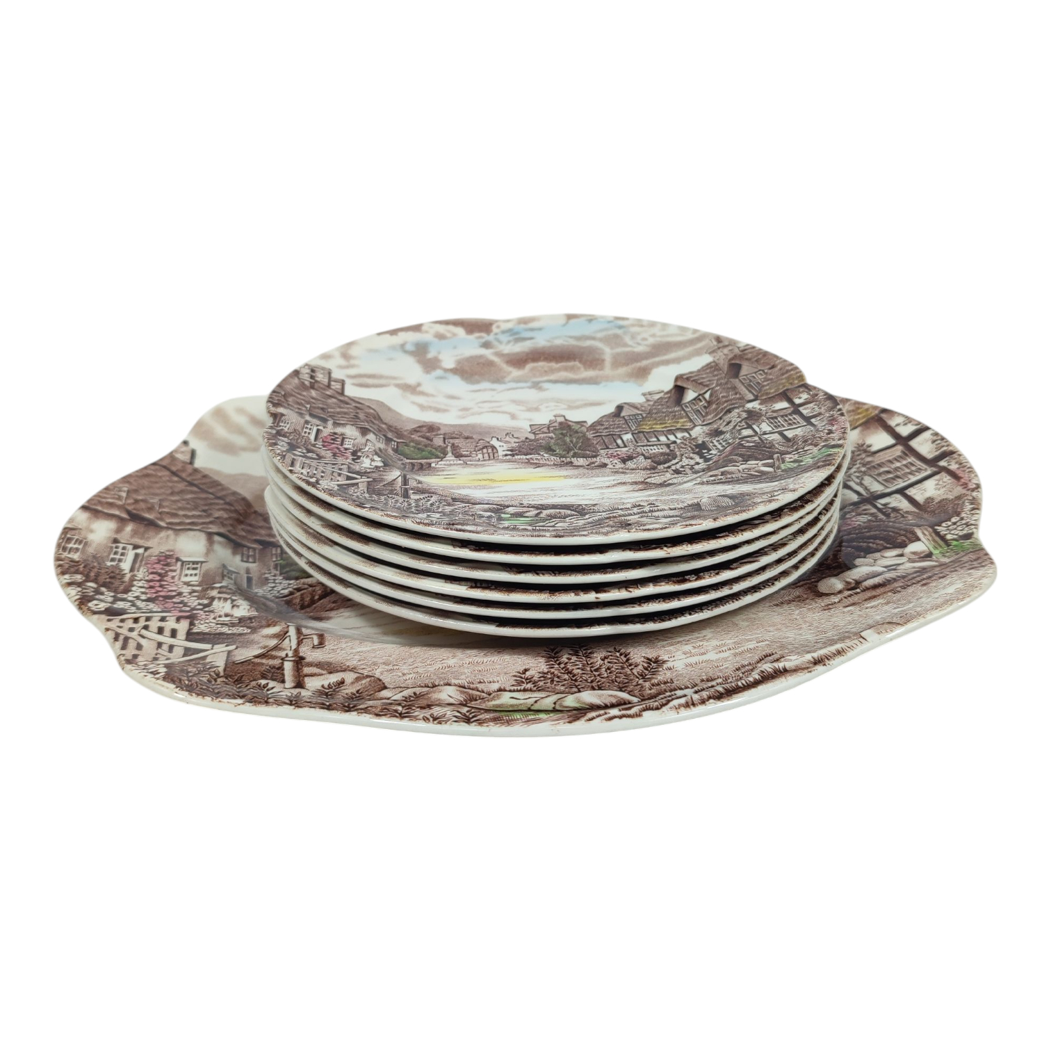 Service à dessert en faïence anglaise Johnson Bros : 1 plat et 6 assiettes Très bon état - 22,50 € Service à dessert en faïence anglaise Johnson Bros : 1 plat et 6 assiettes Très bon état reconditionné disponible sur Label Emmaüs