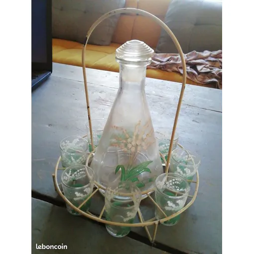 Service À Digestif Années 50 60 N. 2 Très Bel État Complet 8 Verres Et Carafe Et Son Support En Métal 22 Cm De Haut Et 18.5 Cm De Diamètre occasion reconditionné disponible sur Rakuten