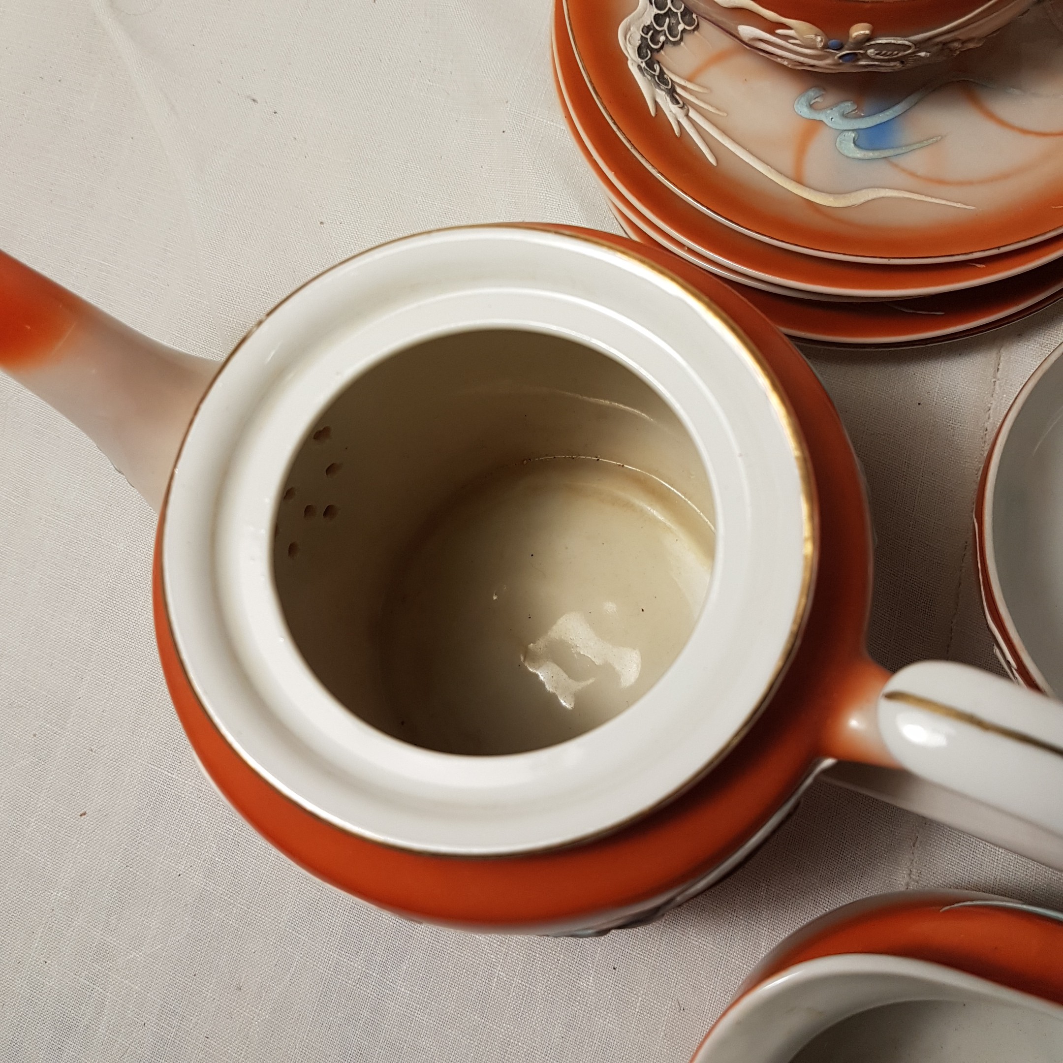 Voir photo 10 de Service à thé vintage japonais Dragonware 6 tasses en porcelaine Service à thé vintage japonais Dragonware 6 tasses en porcelaine reconditionné photo 10