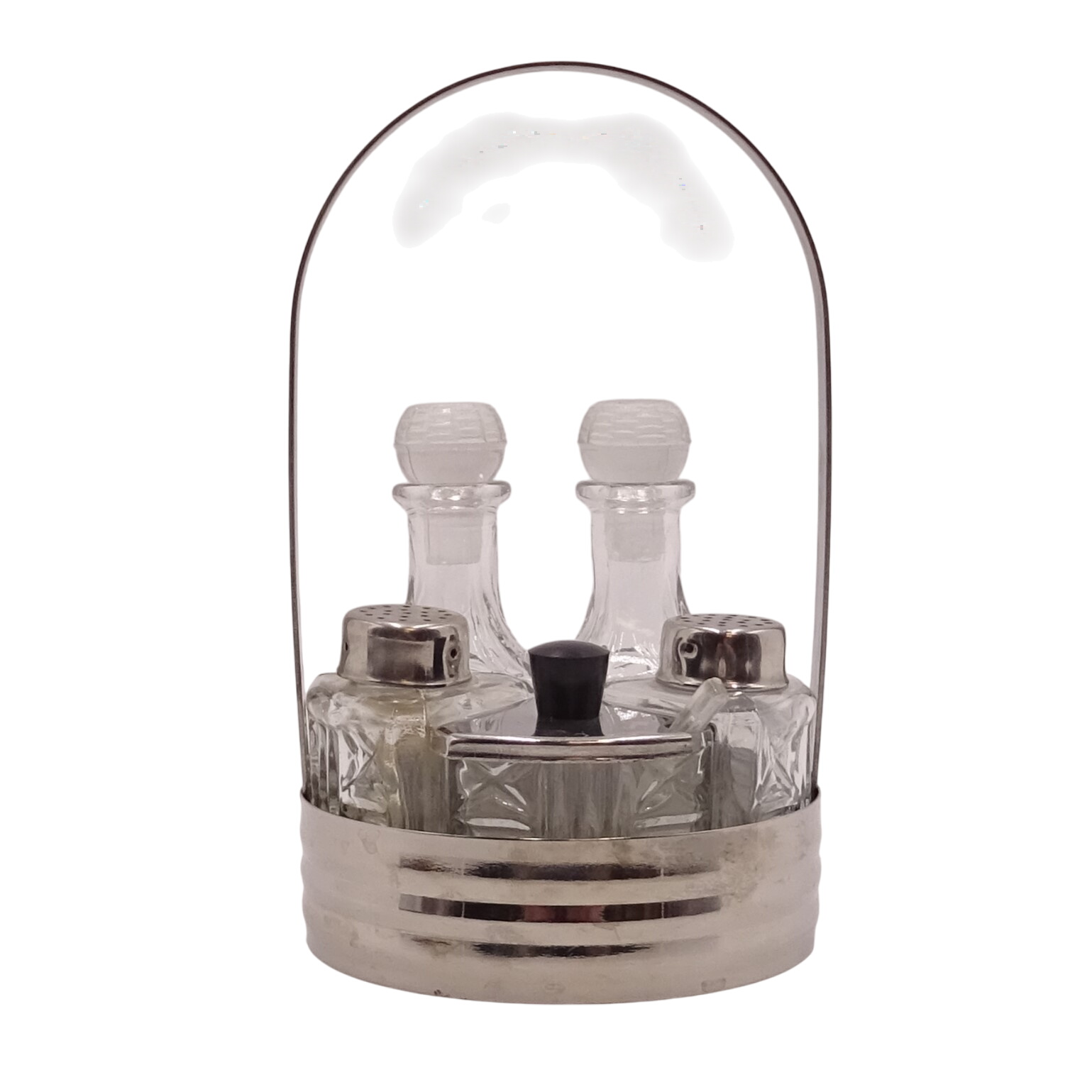 Serviteur 5 pièces pour huile, vinaigre, moutarde, sel et poivre État correct - 12,00 € Serviteur 5 pièces pour huile, vinaigre, moutarde, sel et poivre État correct reconditionné disponible sur Label Emmaüs