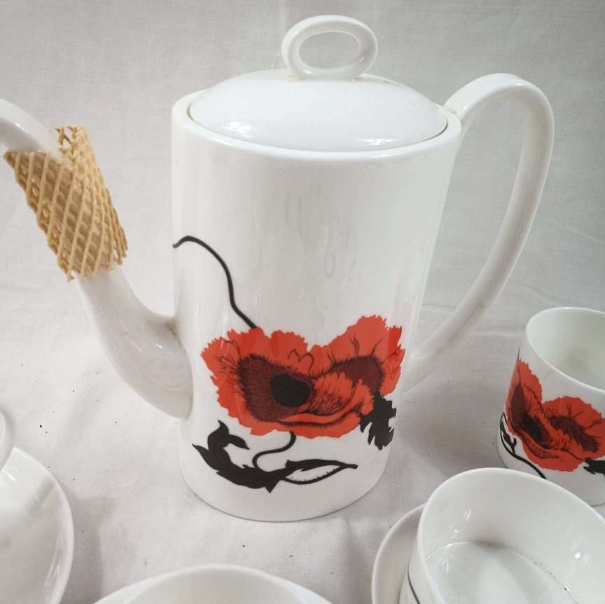 Voir photo 3 de Set à café Susie Cooper Motif Cornpooppy Set à café Susie Cooper Motif Cornpooppy Parfait état reconditionné photo 3