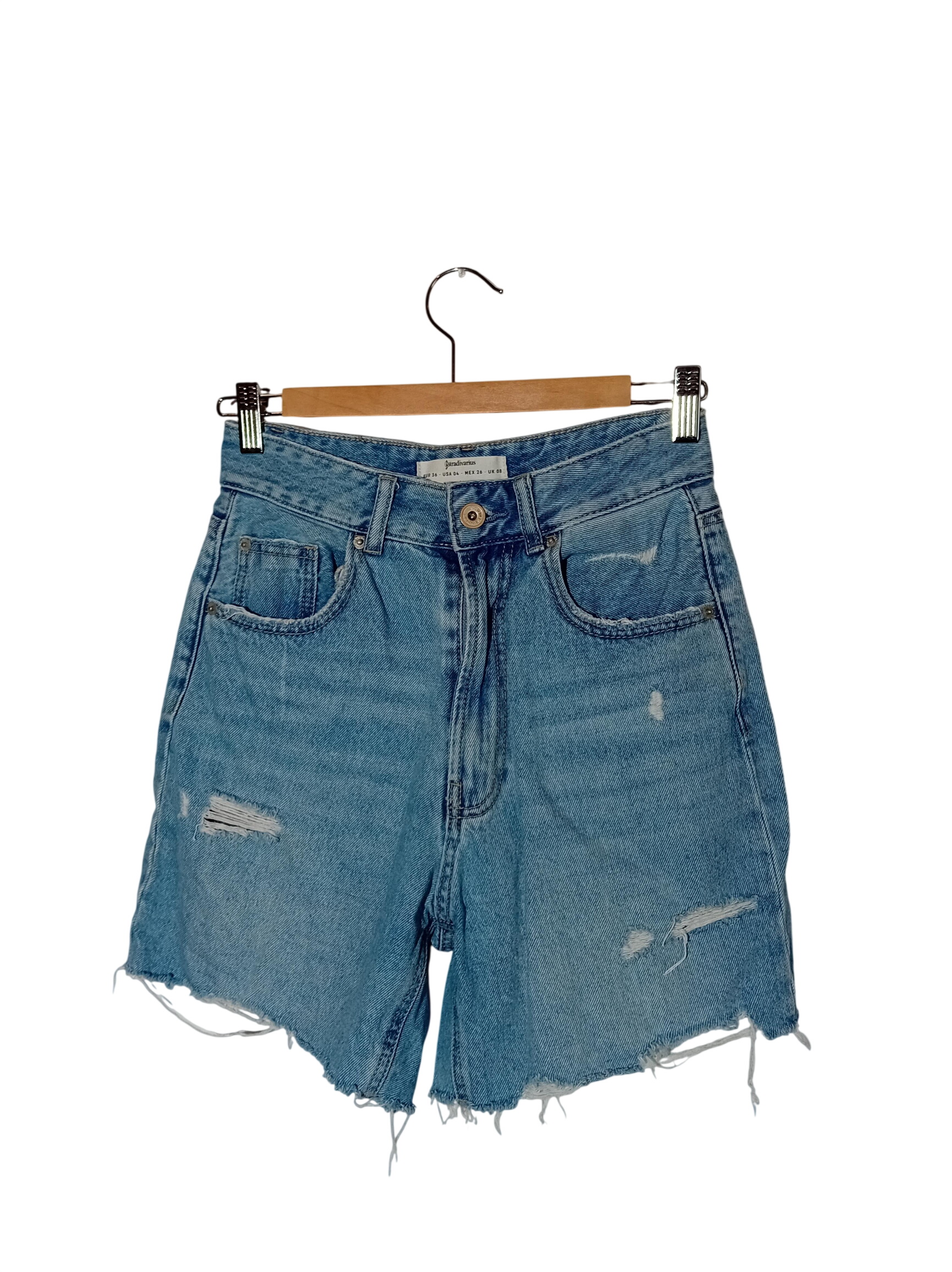 Short En Jean Distressed Bleu Clair Stradivarius Femme S (T5280) - 10,00 € Short En Jean Distressed Bleu Clair Stradivarius Femme S (T5280) reconditionné disponible sur Label Emmaüs
