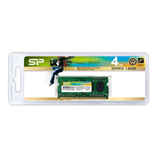 SILICON POWER - DDR3 - module - 4 Go - SO DIMM 204 broches - 1600 MHz / PC3-12800 - CL11 - 1.5 V - mémoire sans tampon - non ECC État correct Silicon Power reconditionné disponible sur Fnac