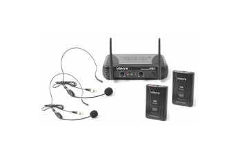 SkyTec STWM712H - Système sans fil VHF 2 canaux avec serre-tête, 2 casques 2 émetteurs et un récepteur, portée jusqu'à 50 mètres Très bon état Vonyx reconditionné disponible sur Darty