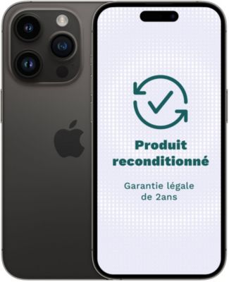 Smartphone APPLE iPhone 14 Pro Minuit 128Go Excellent État avec Batterie Neuve Parfait état reconditionné disponible sur Boulanger