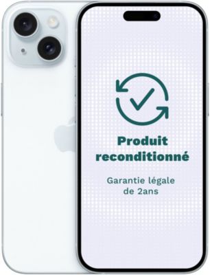 Smartphone APPLE iPhone 15 5G 128Go Bleu Très Bon État avec Batterie Neuve Très bon état reconditionné disponible sur Boulanger