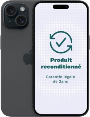 Smartphone APPLE iPhone 15 5G 128Go Noir Très Bon État avec Batterie Neuve Très bon état reconditionné disponible sur Boulanger