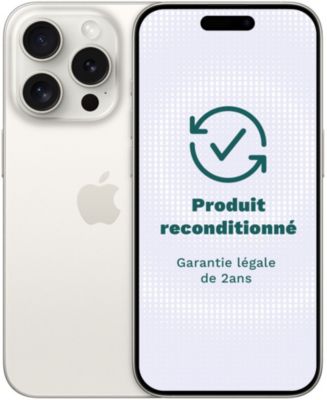 Smartphone APPLE iPhone 15 Pro Titane Blanc 128Go Excellent État avec Batterie Neuve Parfait état reconditionné disponible sur Boulanger