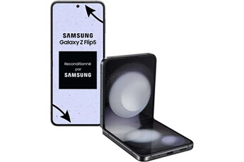 Smartphone galaxy z flip 5 noir 6.7 pouces RAM 8 Go stockage 256 Go État correct Samsung reconditionné disponible sur Darty