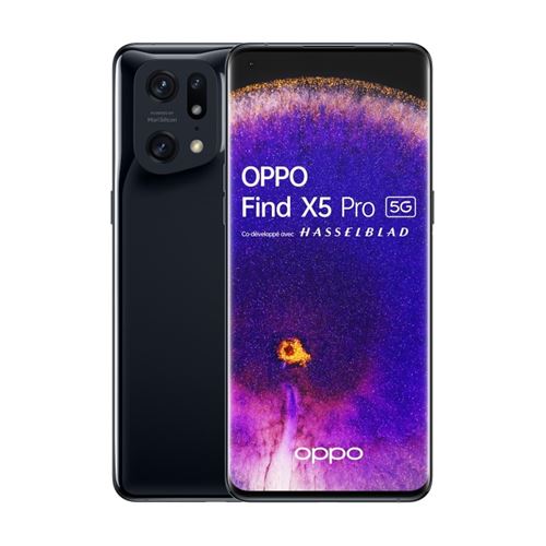 Smartphone Oppo Find X5 Pro 6,7" 5G Double SIM Noir glacé État correct Oppo reconditionné disponible sur Fnac