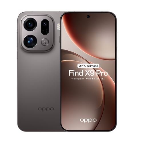 Smartphone Oppo Find X9 Pro 6,78" 5G Double nano SIM 512 Go Charbon Titane État correct Oppo reconditionné disponible sur Fnac