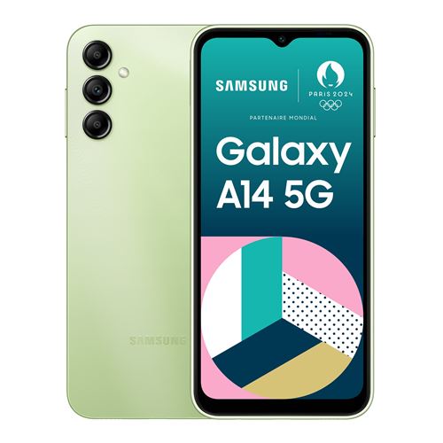 Smartphone Samsung Galaxy A14 6,6" 5G Nano SIM 64 Go Vert État correct Samsung reconditionné disponible sur Fnac